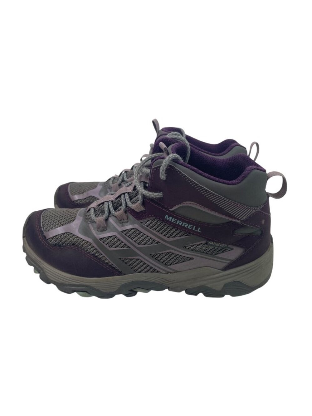Merrell Boots Moab FST Mid WPF Gray Purple Hiking Boots MK164168 Girls Size 3M